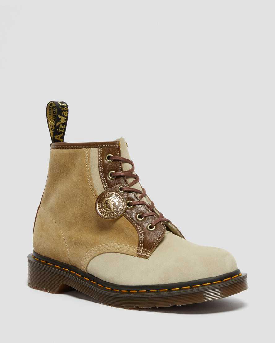 Dr Martens 101 Made in England Suede Miesten Nilkkurit Khaki Suomi | 3198QMFTL