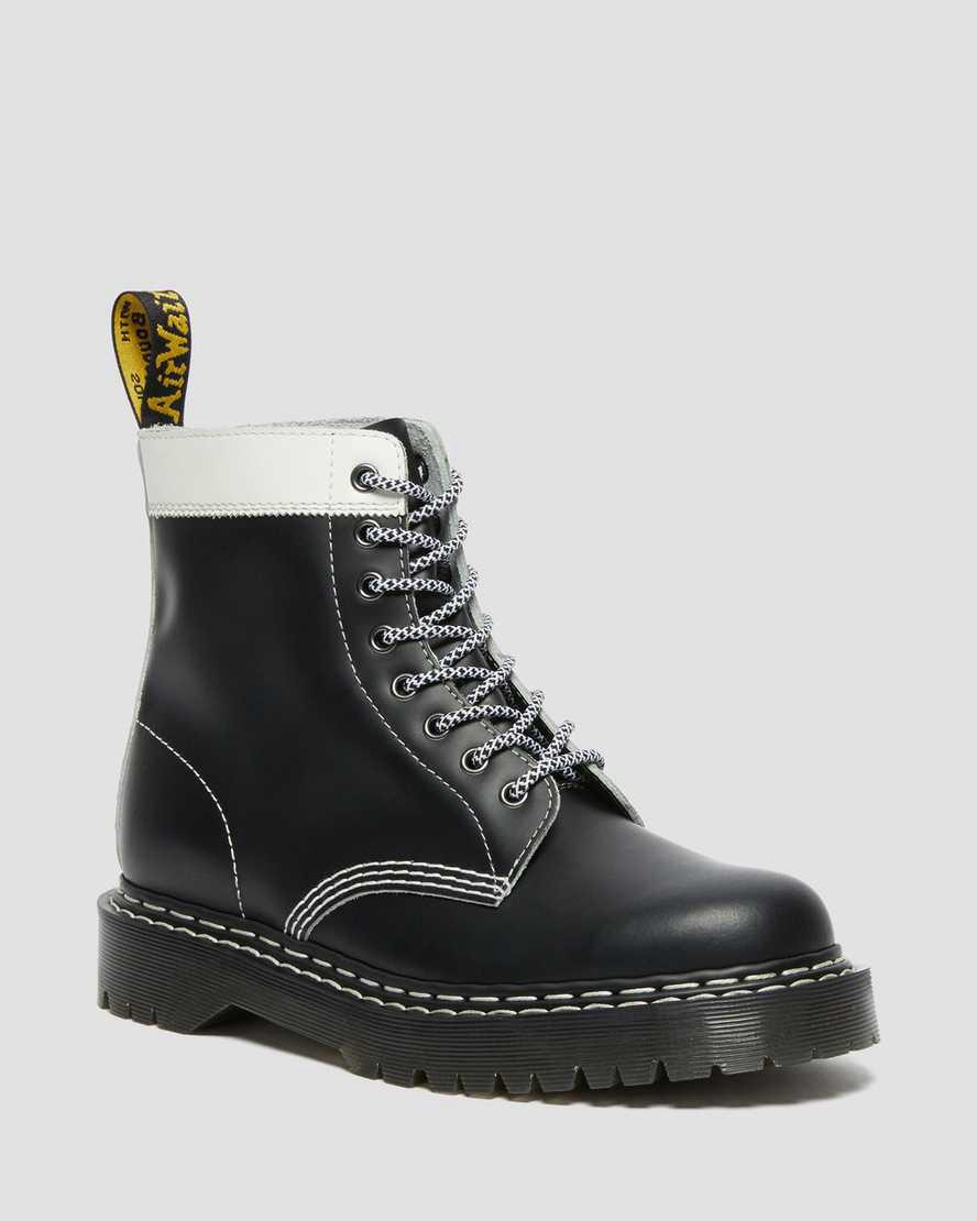 Dr Martens 1460 Pascal Bex Leather Contrast Lace Up Naisten Nilkkurit Mustat Valkoinen Suomi | 5167ULHQP