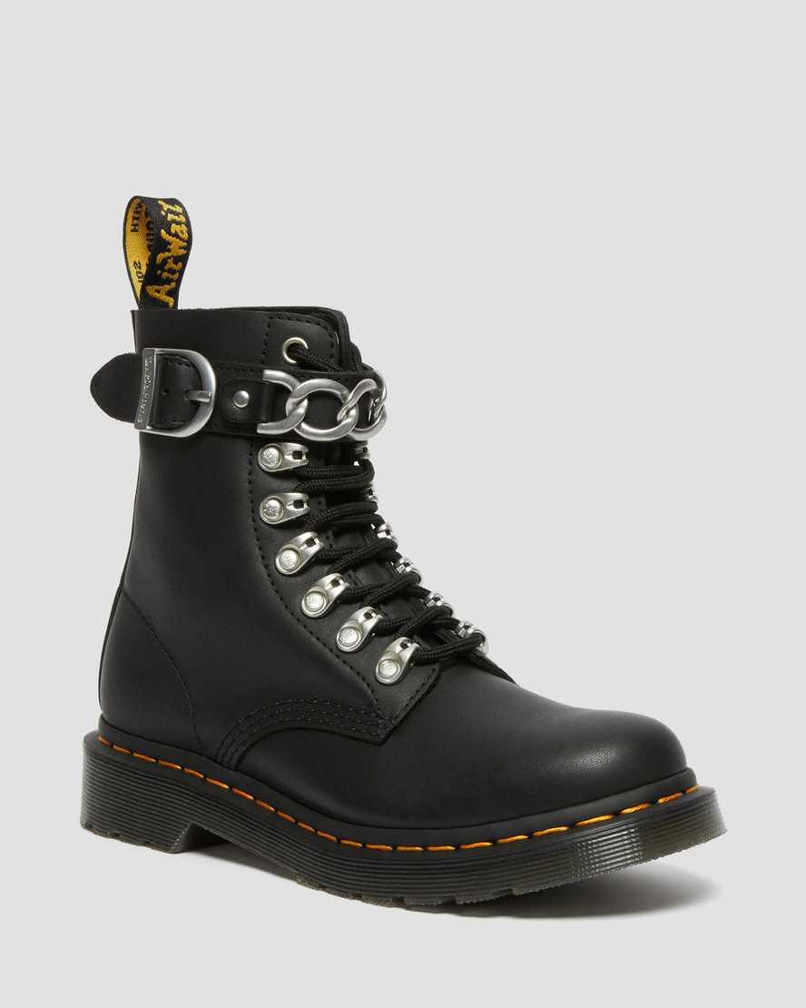 Dr Martens 1460 Pascal Chain Leather Lace Up Naisten Nilkkurit Mustat Suomi | 3659UIWRZ