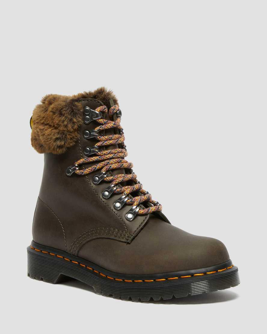Dr Martens 1460 Serena Collar Faux Fur Lined Lace Up Naisten Nilkkurit Harmaat Suomi | 7465NPYVW