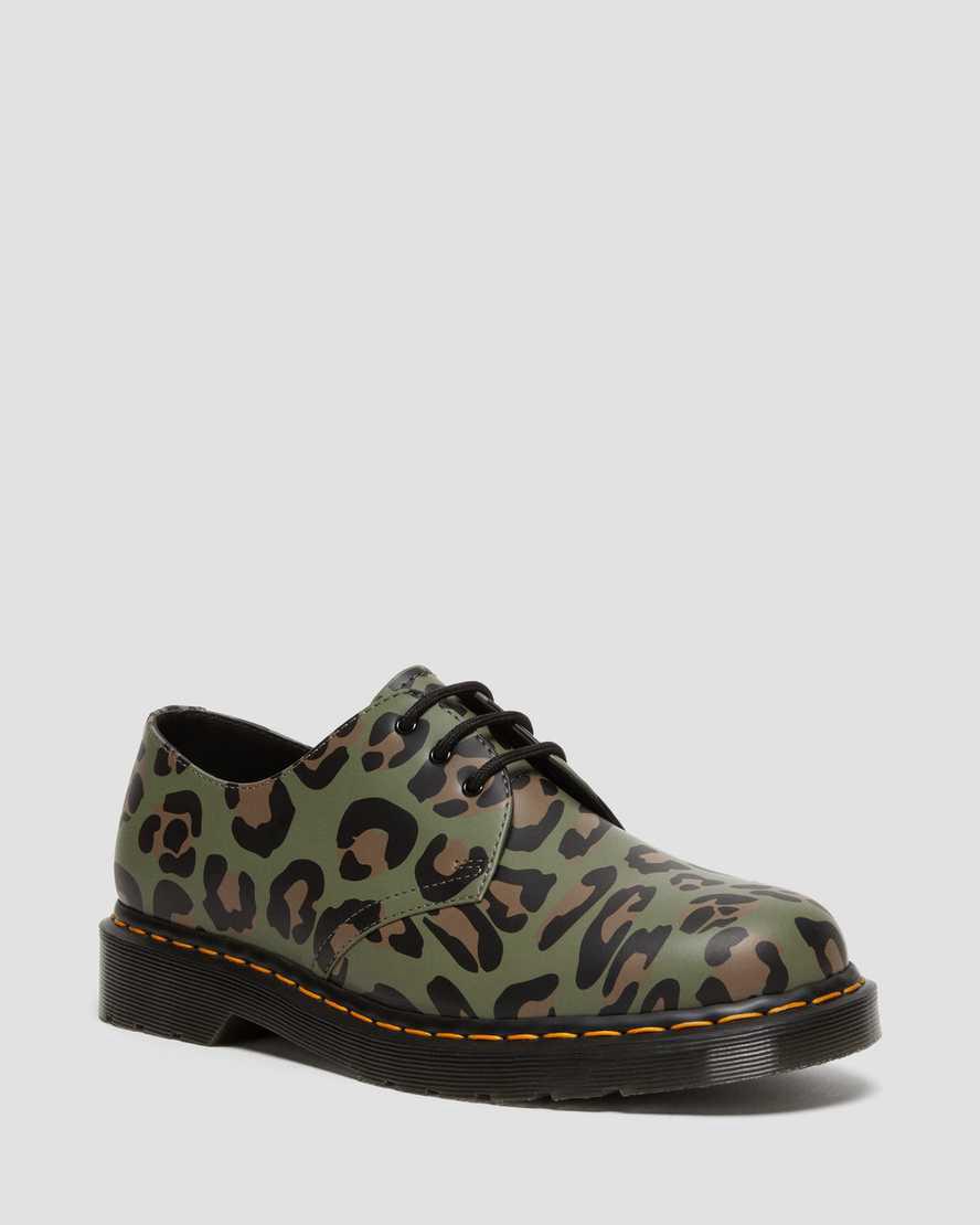 Dr Martens 1461 Distorted Leopard Print Miesten Oxford Kengät Khaki Vihreä Suomi | 0286CPBTD