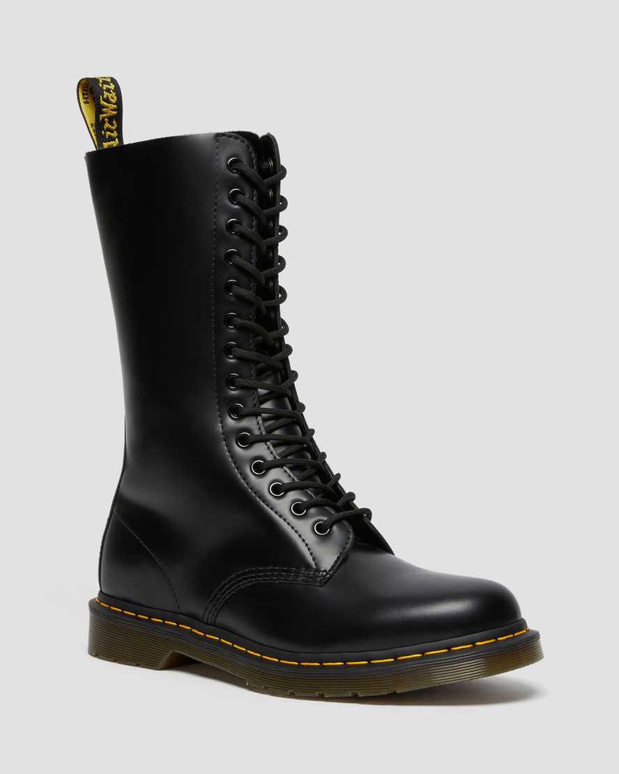 Dr Martens 1914 Smooth Leather Tall Naisten Originals Boots Mustat Suomi | 8510VTXEM