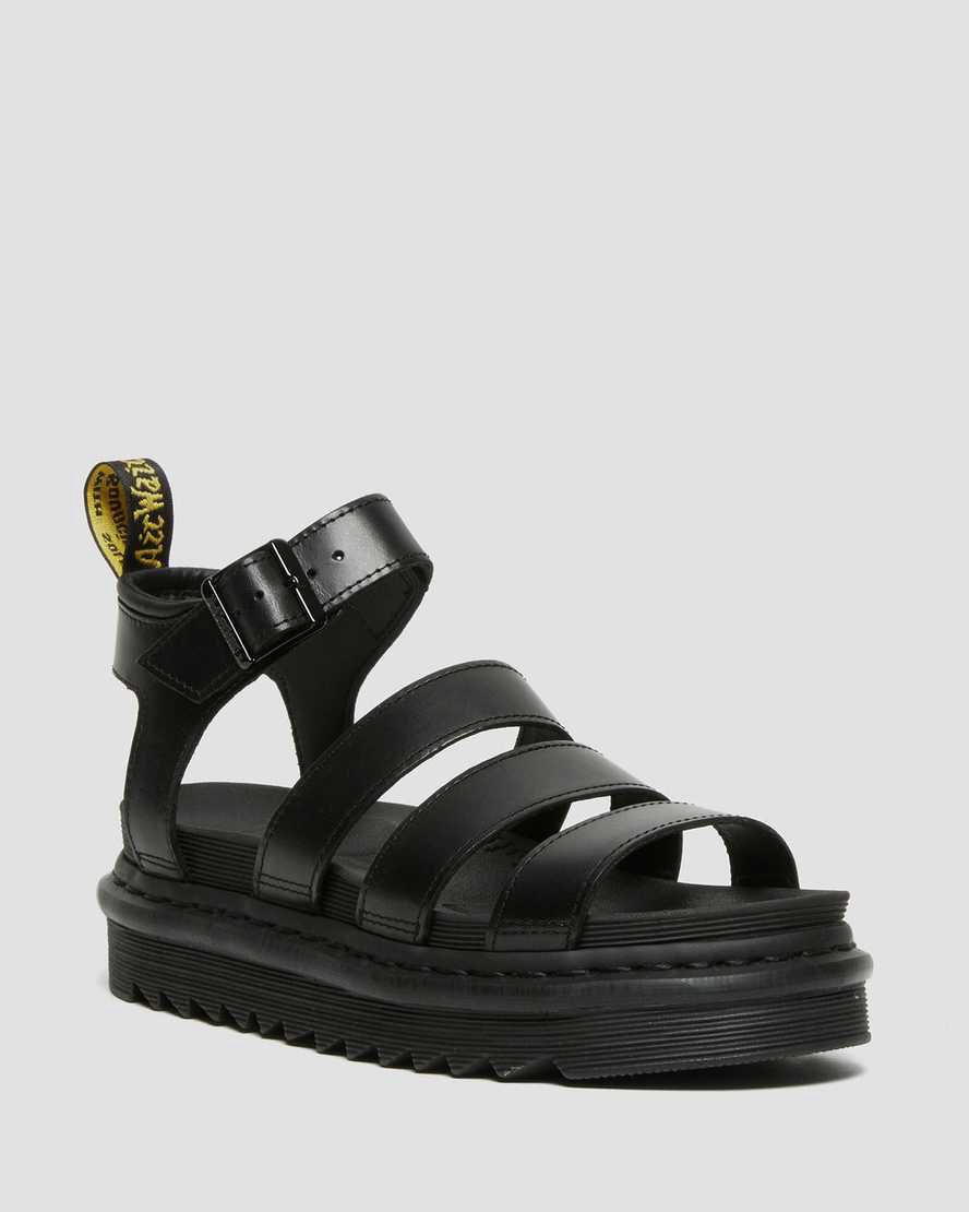 Dr Martens Blaire Brando Leather Strap Naisten Platform Sandaalit Mustat Suomi | 4958QEAYS