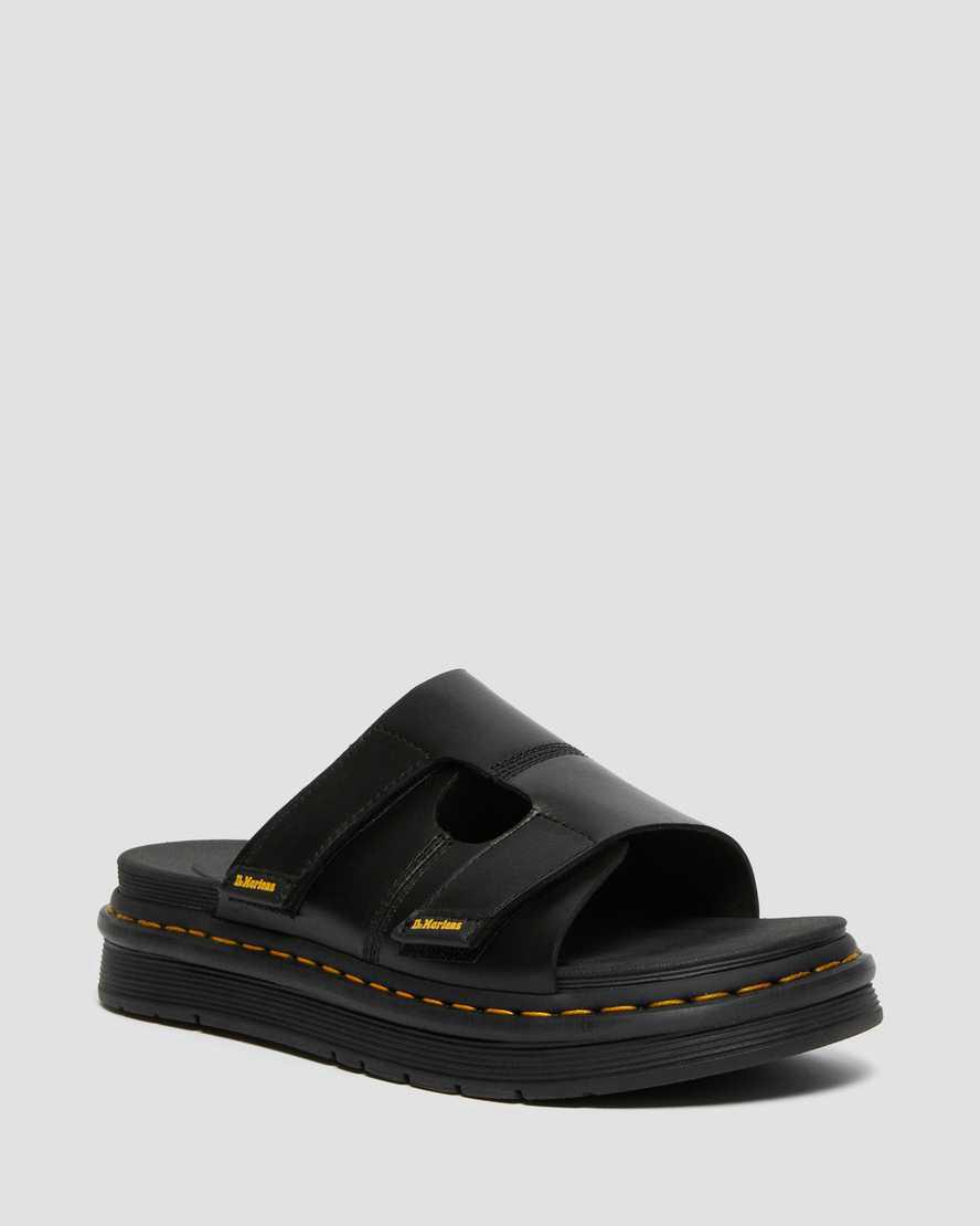 Dr Martens Daxton Leather Slide Miesten Sandaalit Mustat Suomi | 8213NZVTX