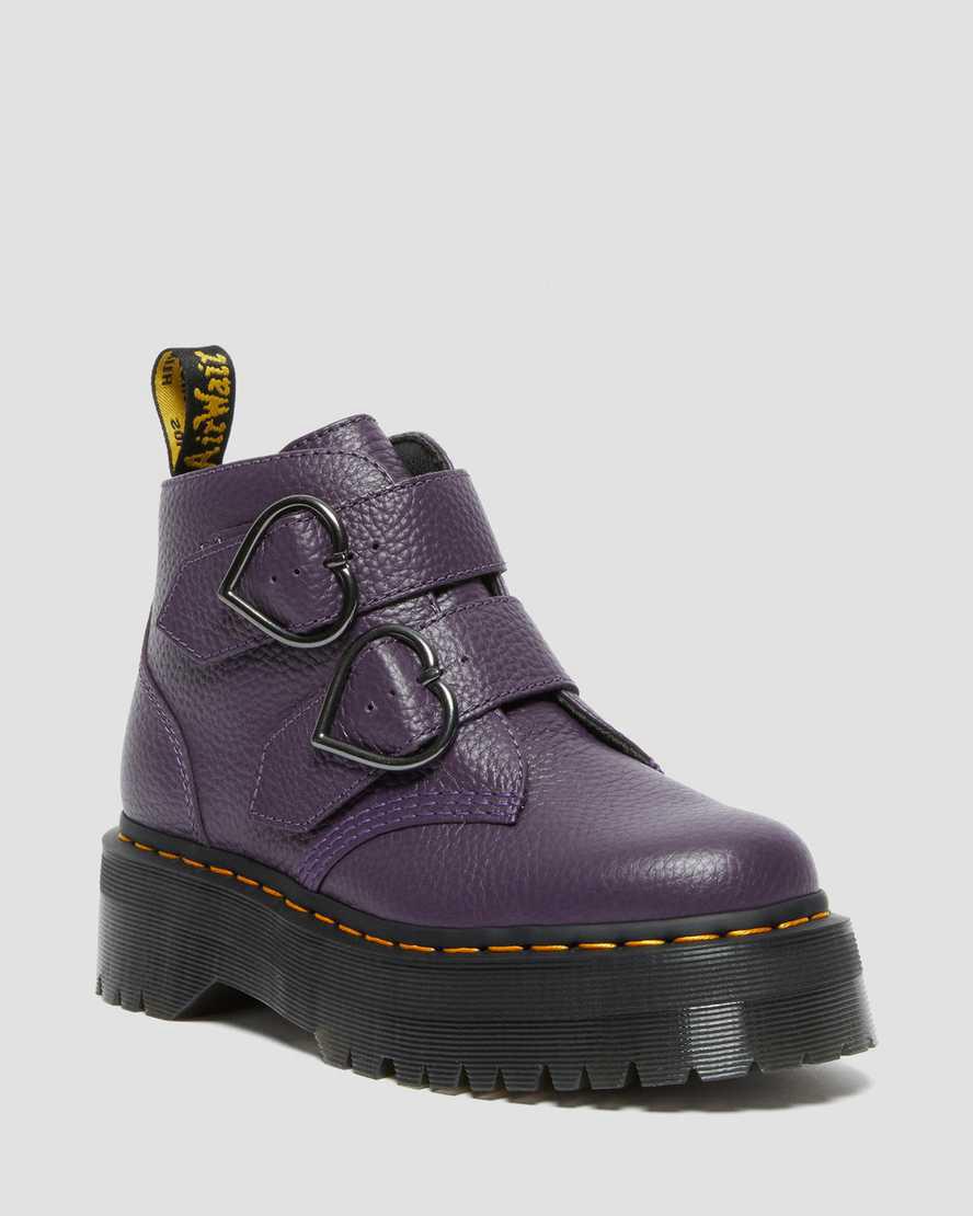 Dr Martens Devon Heart Leather Platform Naisten Nilkkurit Blackcurrant Suomi | 6021UHKBE