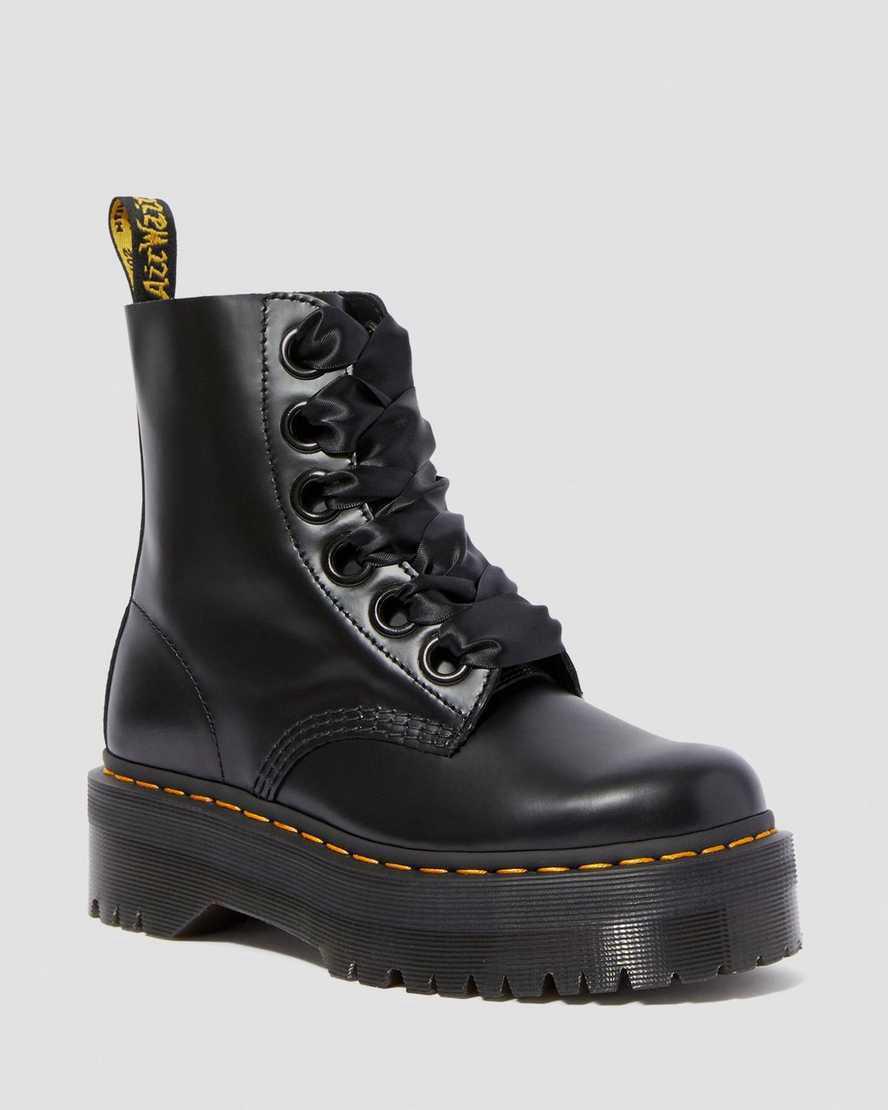 Dr Martens Molly Leather Platform Naisten Nilkkurit Mustat Suomi | 2187JCAZH