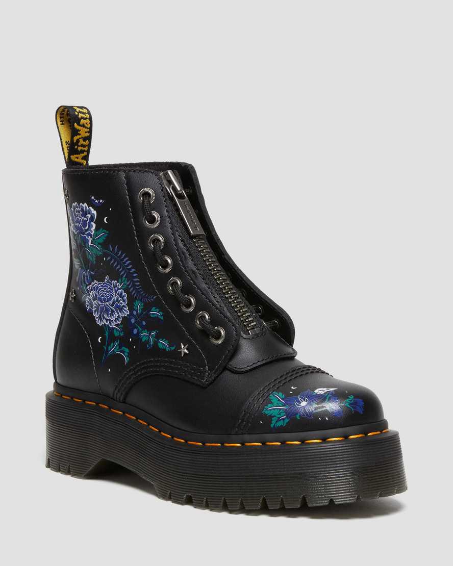 Dr Martens Sinclair Mystic Floral Leather Platform Naisten Nilkkurit Mustat Suomi | 6724AOXCW