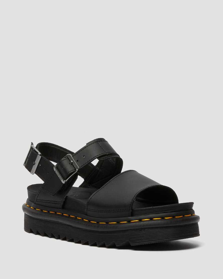 Dr Martens Voss Leather Strap Naisten Gladiaattori Sandaalit Black/Black Suomi | 6259CKSXJ