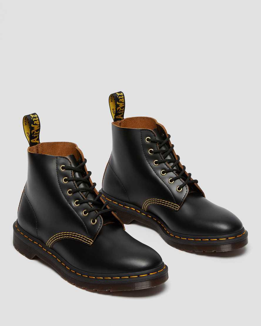 Dr Martens 101 Vintage Smooth Leather Naisten Nilkkurit Mustat  Suomi |  9751XLAJQ