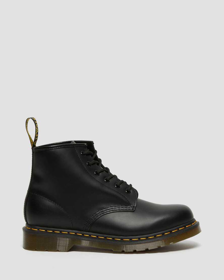 Dr Martens 101 Yellow Stitch Smooth Leather Miesten Nilkkurit Mustat  Suomi |  8170AQTRP