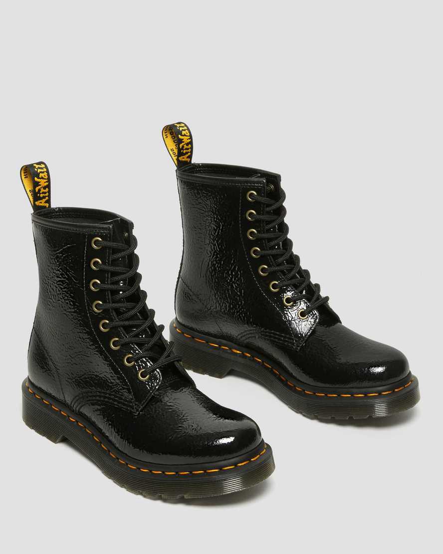 Dr Martens 1460 Distressed Patent Leather Naisten Nilkkurit Mustat  Suomi |  6384BFSKY