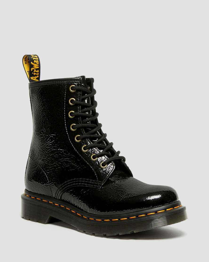 Dr Martens 1460 Distressed Patent Leather Naisten Nilkkurit Mustat  Suomi |  6384BFSKY