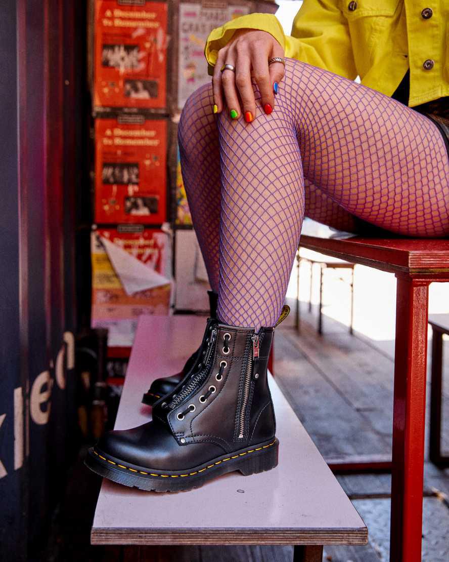 Dr Martens 1460 Double Zip Leather Lace Up Naisten Nilkkurit Mustat  Suomi |  0256XPFJW