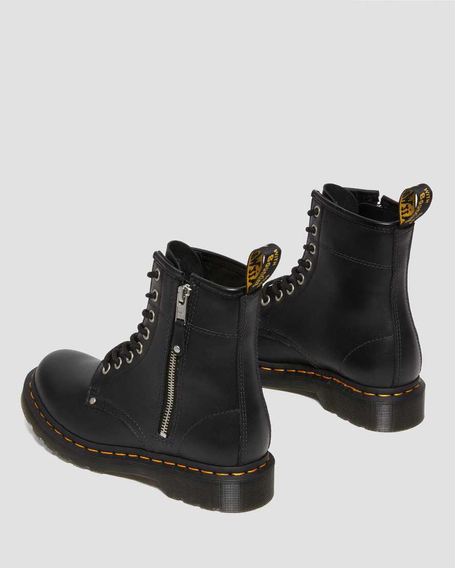 Dr Martens 1460 Double Zip Leather Lace Up Naisten Nilkkurit Mustat  Suomi |  0256XPFJW