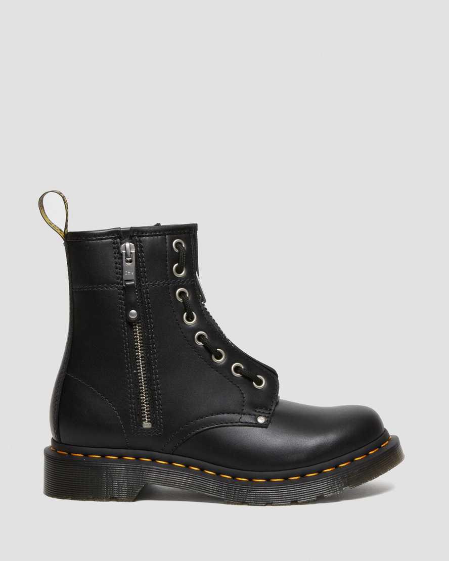 Dr Martens 1460 Double Zip Leather Lace Up Naisten Nilkkurit Mustat  Suomi |  0256XPFJW