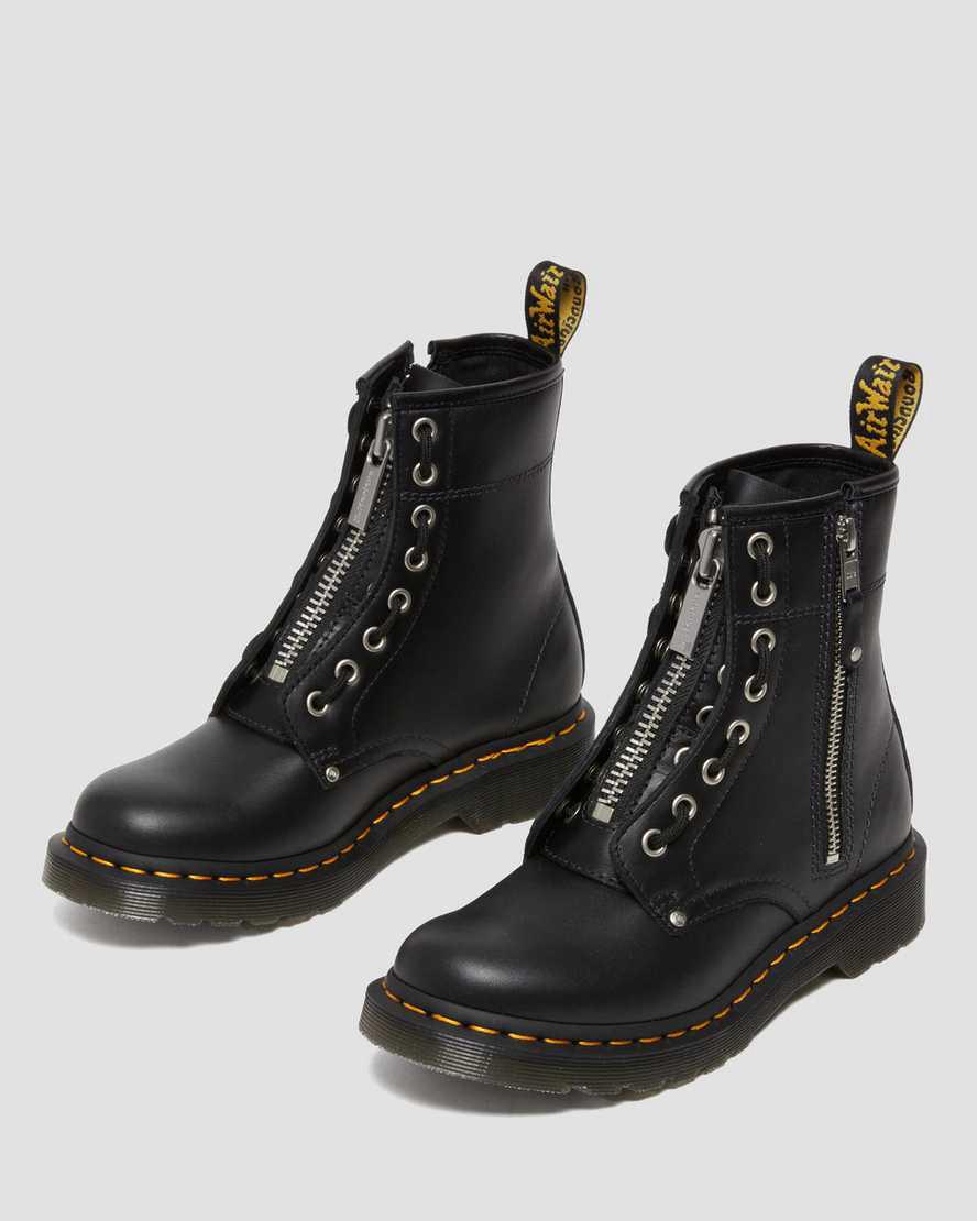 Dr Martens 1460 Double Zip Leather Lace Up Naisten Nilkkurit Mustat  Suomi |  0256XPFJW