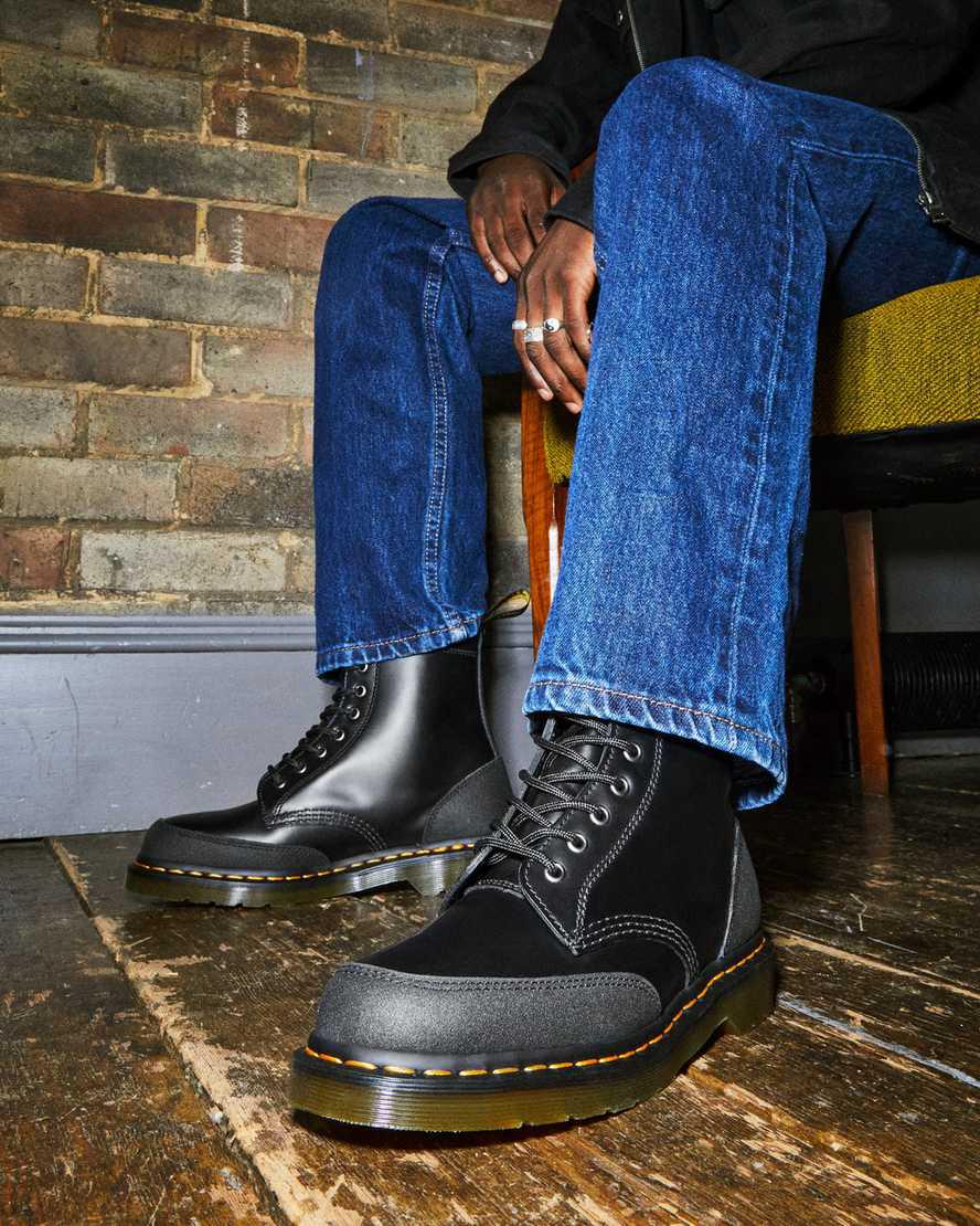 Dr Martens 1460 Guard Panel Leather Lace Up Naisten Nilkkurit Black/Dual Original  Suomi |  0281OQZSD