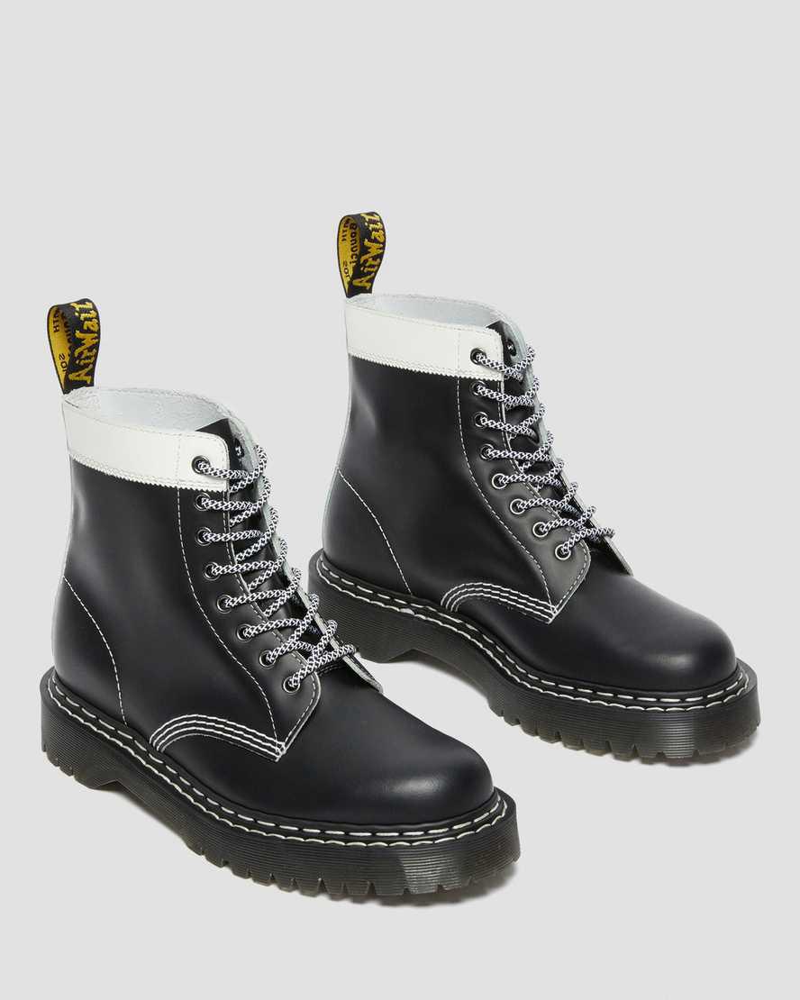 Dr Martens 1460 Pascal Bex Leather Contrast Lace Up Miesten Platform Saappaat Mustat Valkoinen  Suomi |  1705IGZCD
