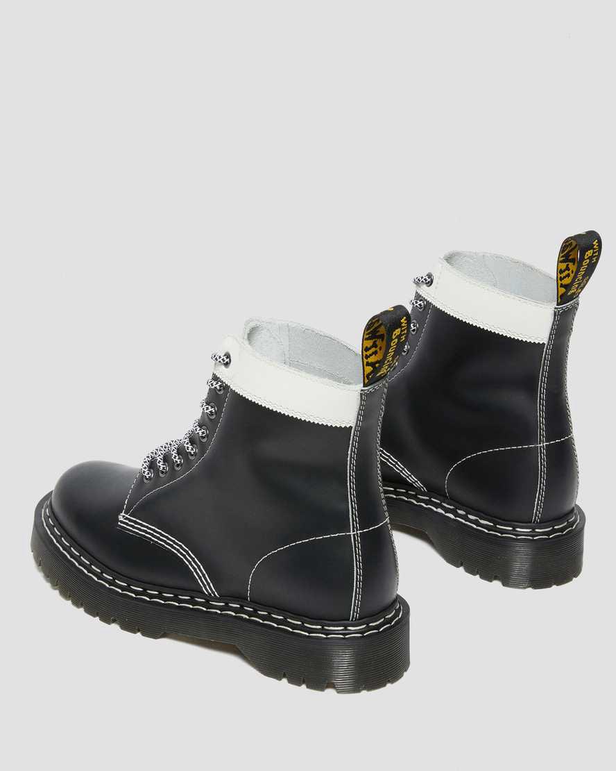 Dr Martens 1460 Pascal Bex Leather Contrast Lace Up Miesten Platform Saappaat Mustat Valkoinen  Suomi |  1705IGZCD