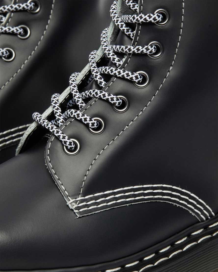 Dr Martens 1460 Pascal Bex Leather Contrast Lace Up Naisten Platform Saappaat Mustat Valkoinen  Suomi |  3476QYXMN