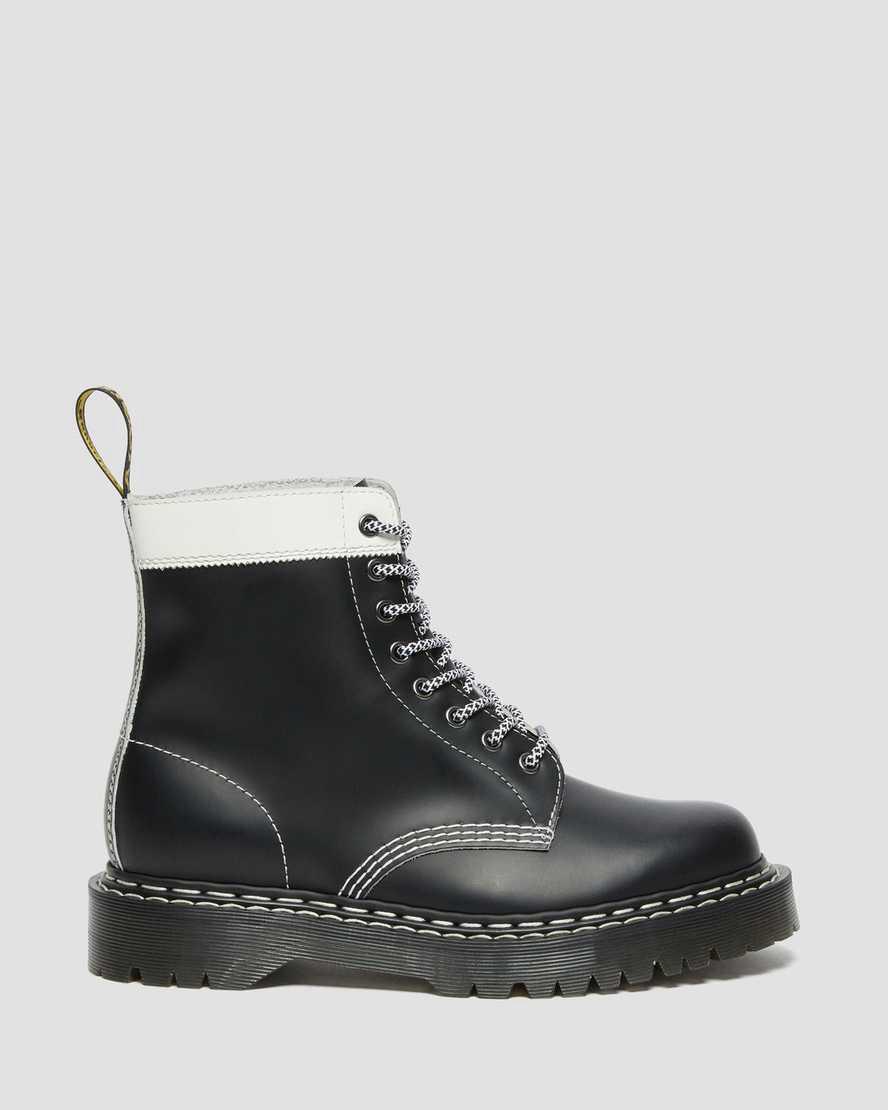 Dr Martens 1460 Pascal Bex Leather Contrast Lace Up Naisten Nilkkurit Mustat Valkoinen  Suomi |  5167ULHQP
