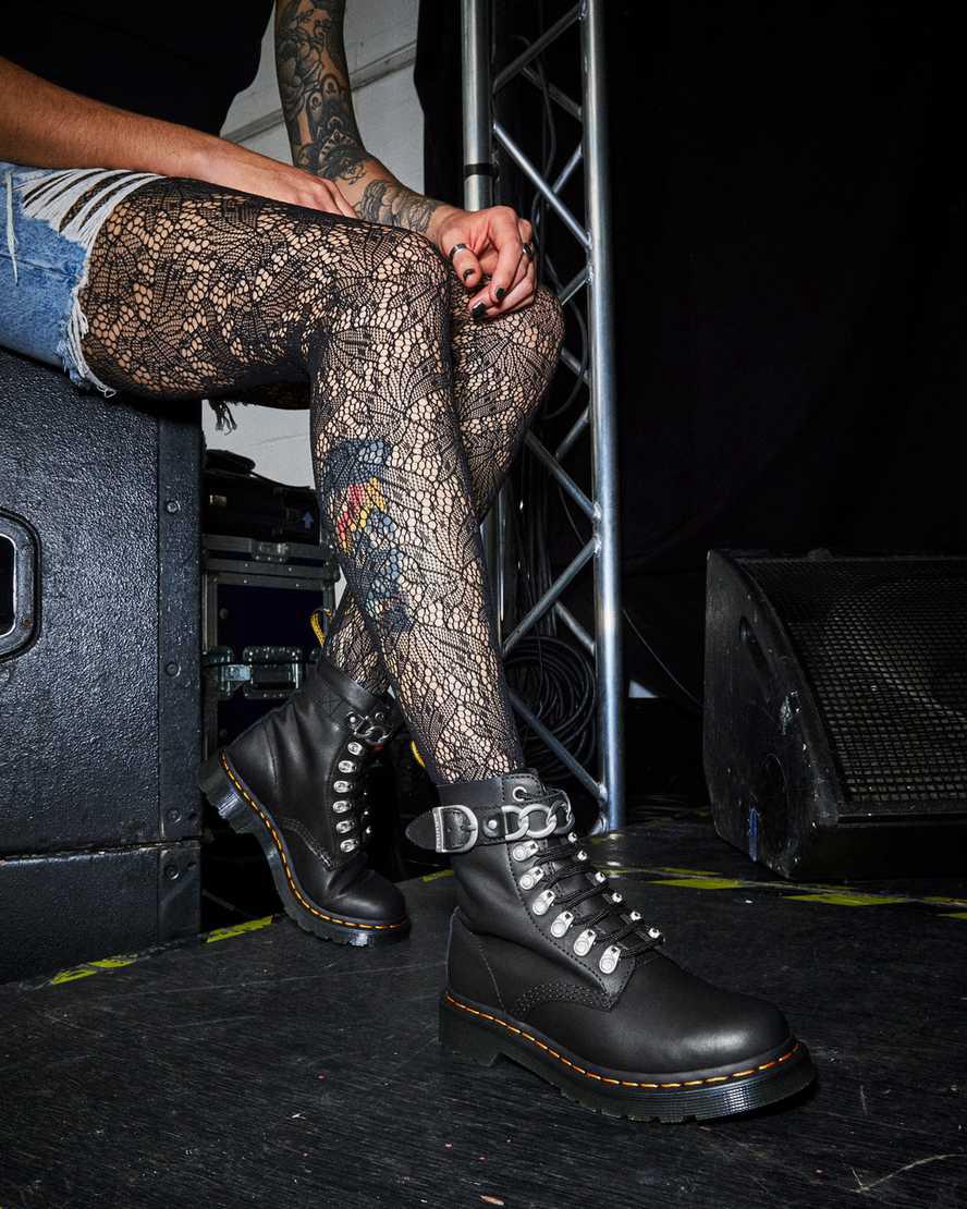 Dr Martens 1460 Pascal Chain Leather Lace Up Naisten Nilkkurit Mustat  Suomi |  3659UIWRZ