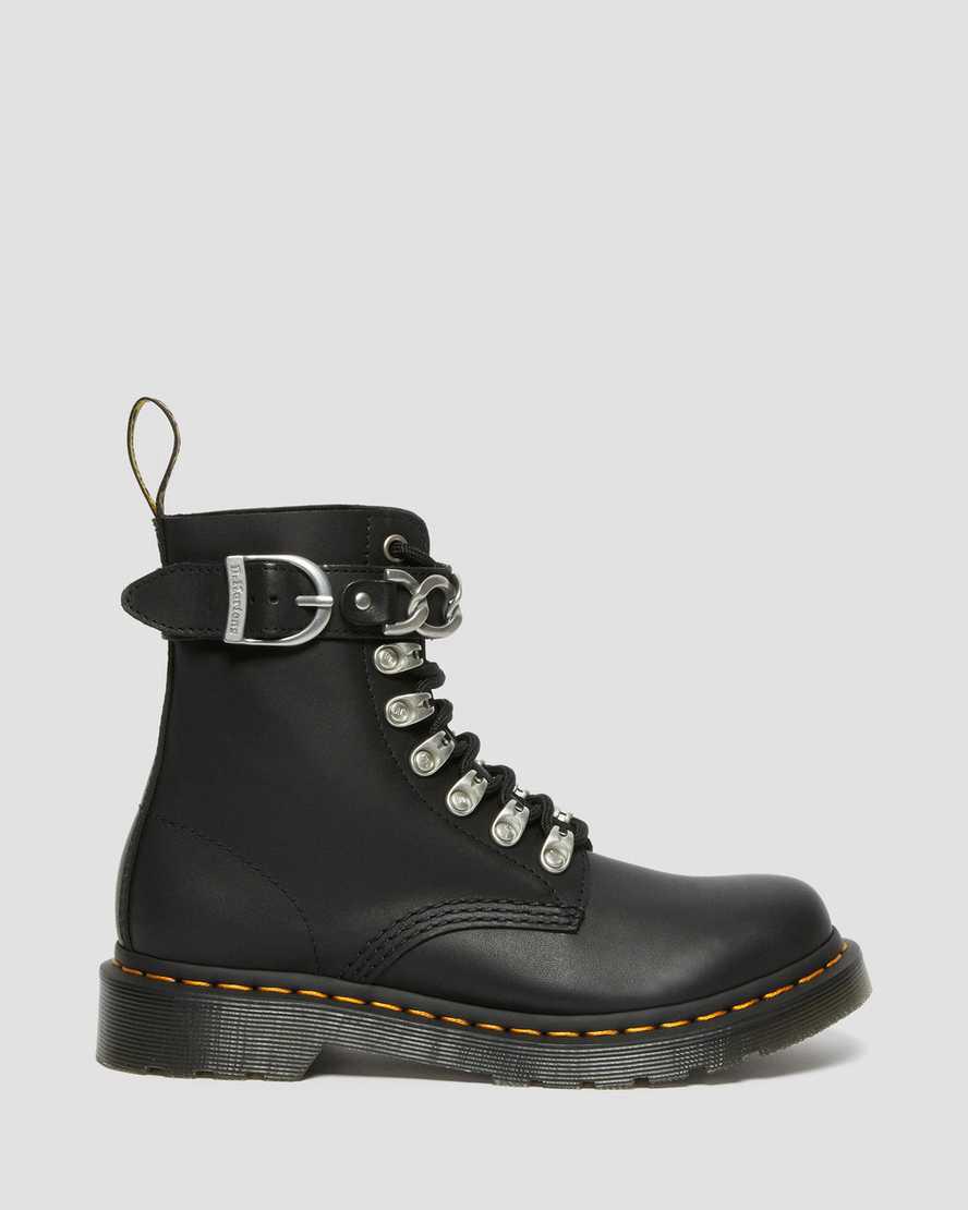 Dr Martens 1460 Pascal Chain Leather Lace Up Naisten Nilkkurit Mustat  Suomi |  3659UIWRZ