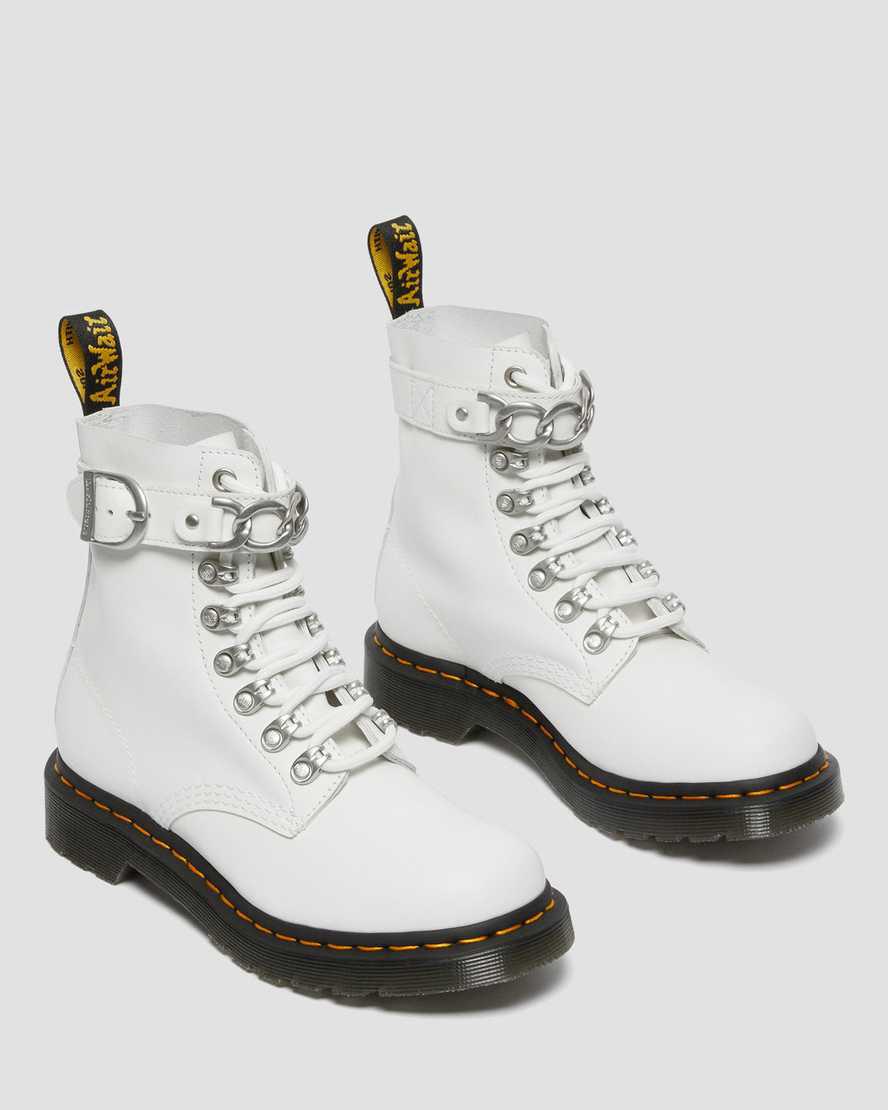 Dr Martens 1460 Pascal Chain Leather Lace Up Naisten Nilkkurit Valkoinen  Suomi |  4729RIFZO