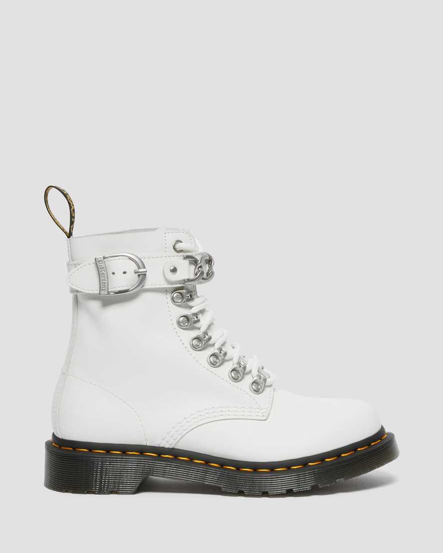 Dr Martens 1460 Pascal Chain Leather Lace Up Naisten Nilkkurit Valkoinen  Suomi |  4729RIFZO