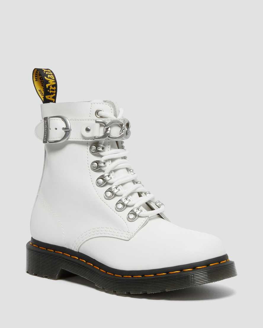 Dr Martens 1460 Pascal Chain Leather Lace Up Naisten Nilkkurit Valkoinen  Suomi |  4729RIFZO
