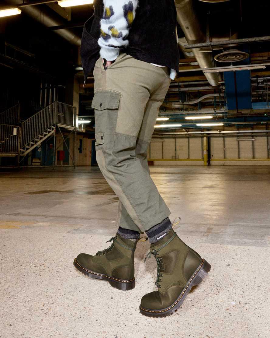 Dr Martens 1460 Pascal Leather & Suede Lace Up Miesten Nilkkurit Oliivinvihreä  Suomi |  1749NETJM