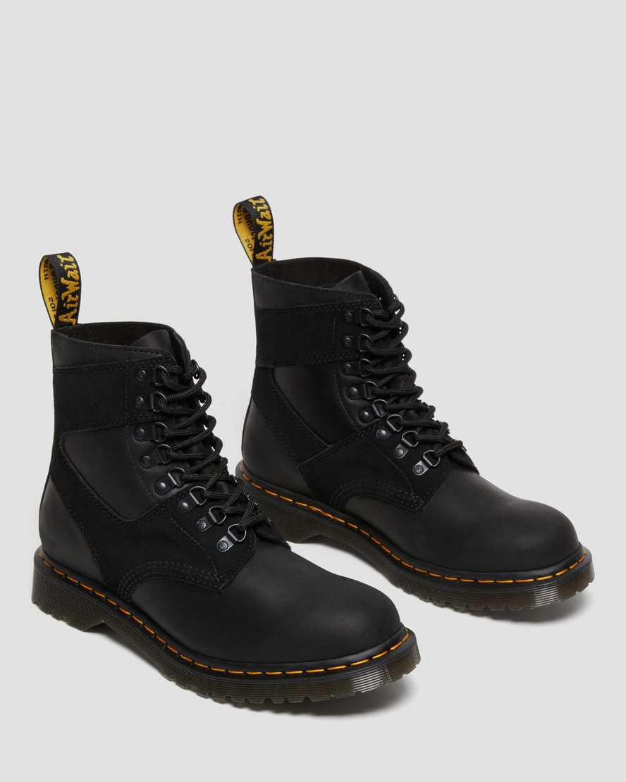 Dr Martens 1460 Pascal Leather & Suede Lace Up Miesten Nilkkurit Mustat  Suomi |  8592OILGA