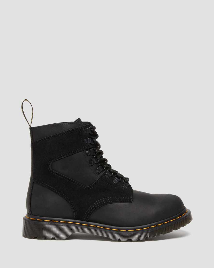 Dr Martens 1460 Pascal Leather & Suede Lace Up Miesten Nilkkurit Mustat  Suomi |  8592OILGA