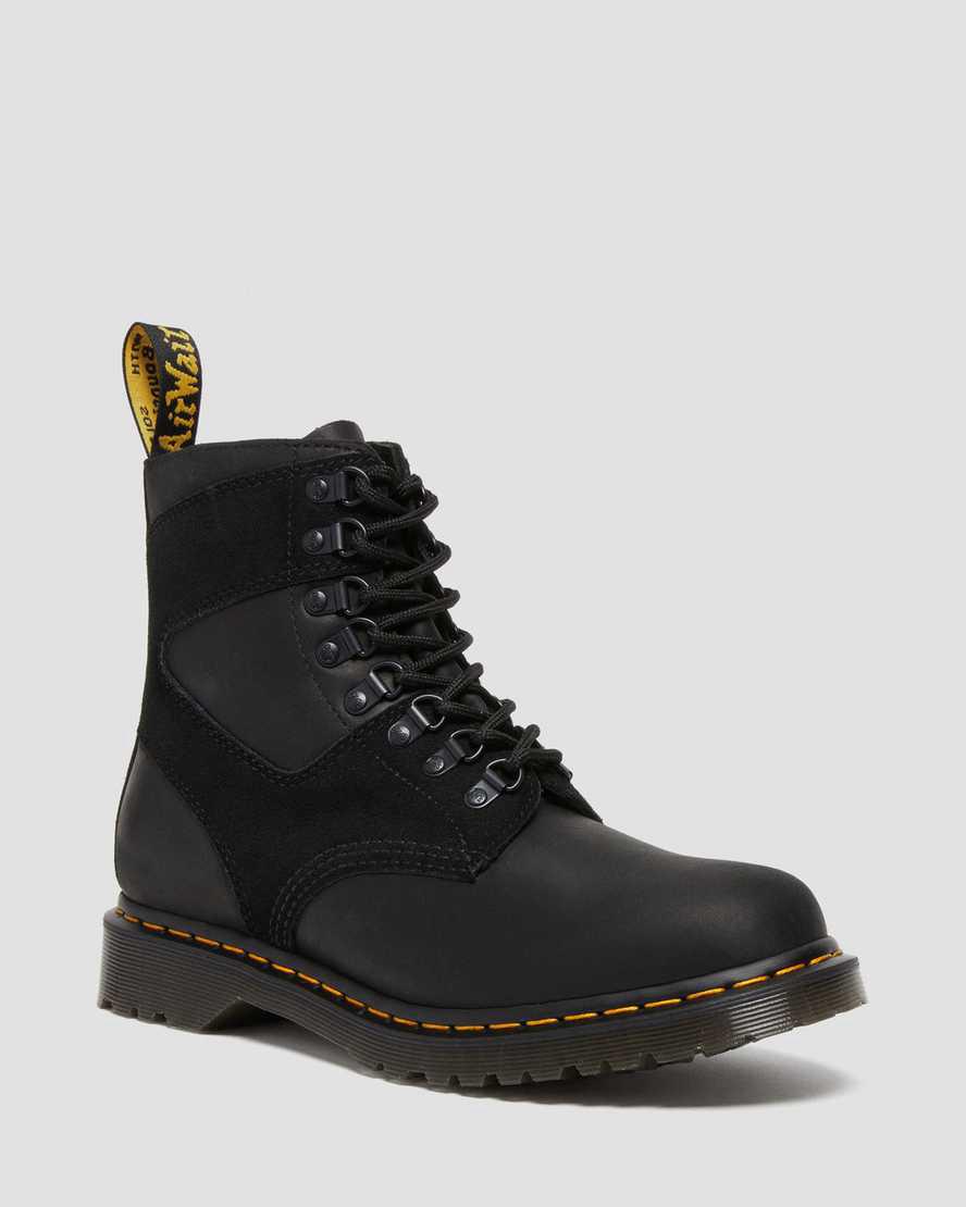 Dr Martens 1460 Pascal Leather & Suede Lace Up Miesten Nilkkurit Mustat  Suomi |  8592OILGA