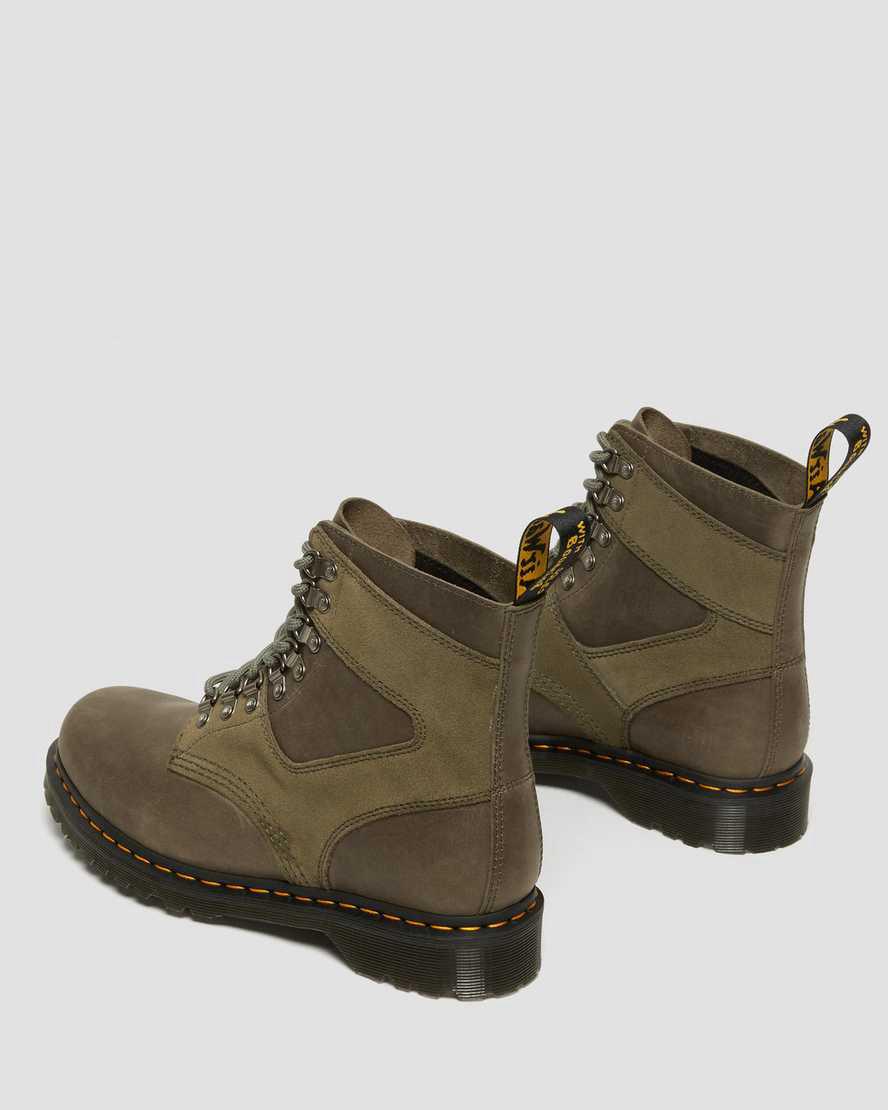 Dr Martens 1460 Pascal Leather & Suede Miesten Nauhasaappaat Oliivinvihreä  Suomi |  3024AXCOK
