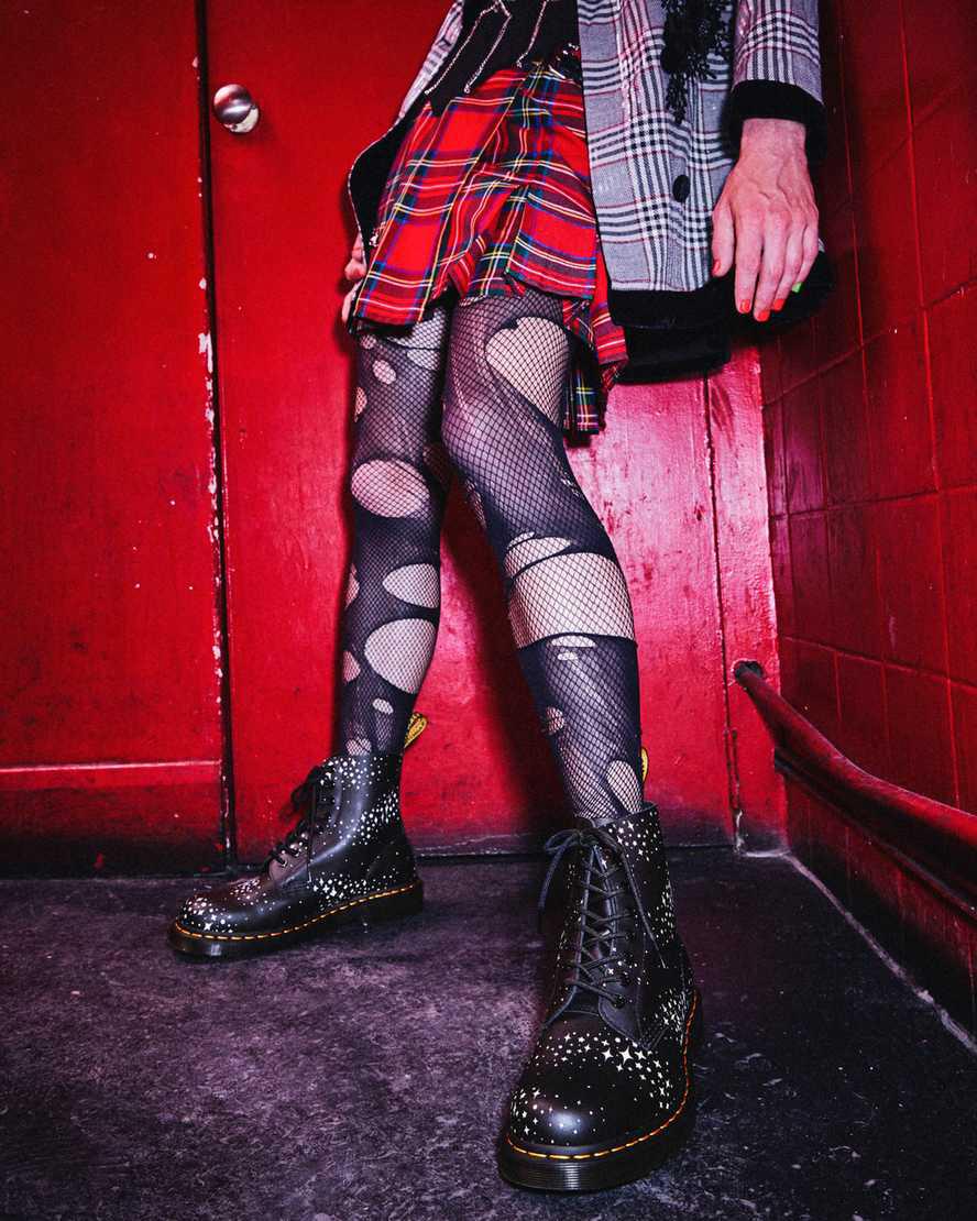 Dr Martens 1460 Pascal Stars Leather Lace Up Miesten Nilkkurit Mustat  Suomi |  6249COQAE