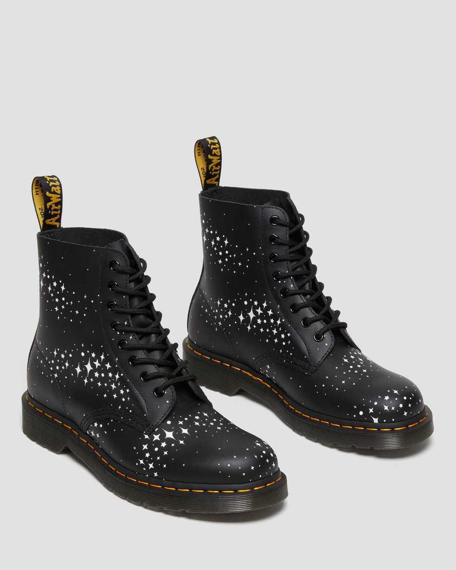 Dr Martens 1460 Pascal Stars Leather Lace Up Miesten Nilkkurit Mustat  Suomi |  6249COQAE