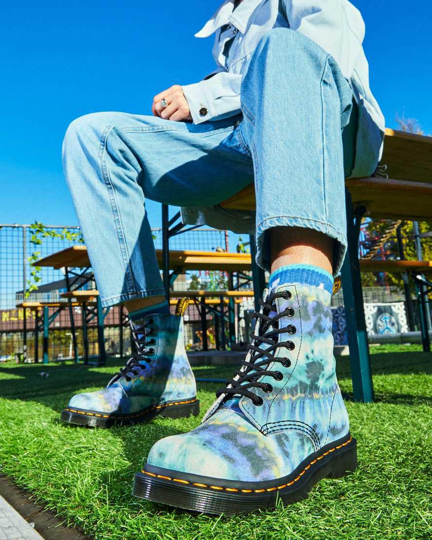 Dr Martens 1460 Pascal Tie Dye Leather Naisten Nauhasaappaat Sininen  Suomi |  3965NAETG