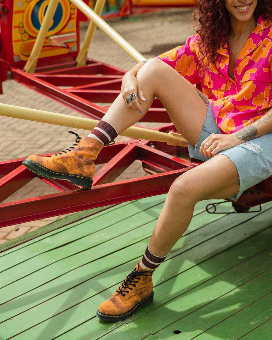 Dr Martens 1460 Pascal Tie Dye Leather Naisten Nauhasaappaat Oranssi  Suomi |  6734BCZUV