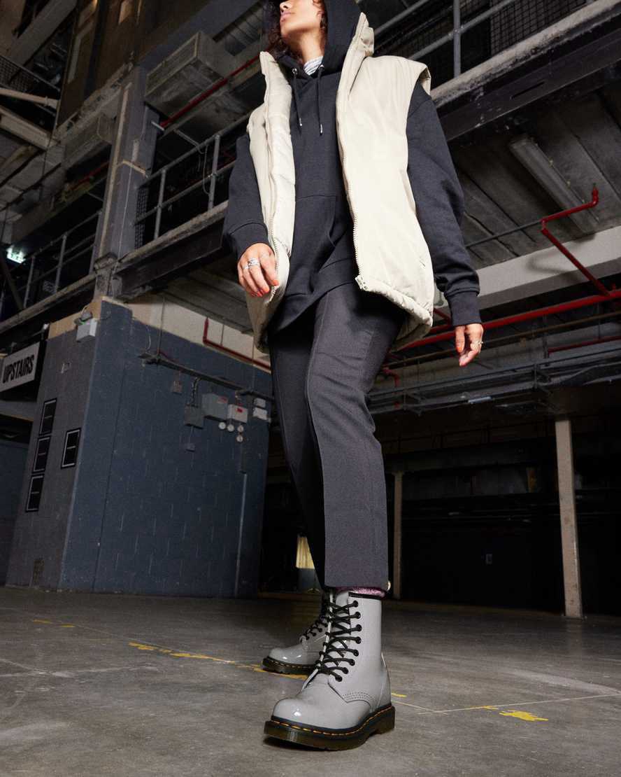Dr Martens 1460 Patent Leather Lace Up Naisten Nilkkurit Harmaat  Suomi |  5691YATNE