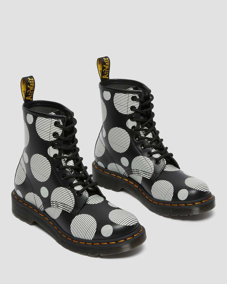 Dr Martens 1460 Polka Dot Smooth Leather Lace Up Naisten Nilkkurit Mustat  Suomi |  2913NDVUB