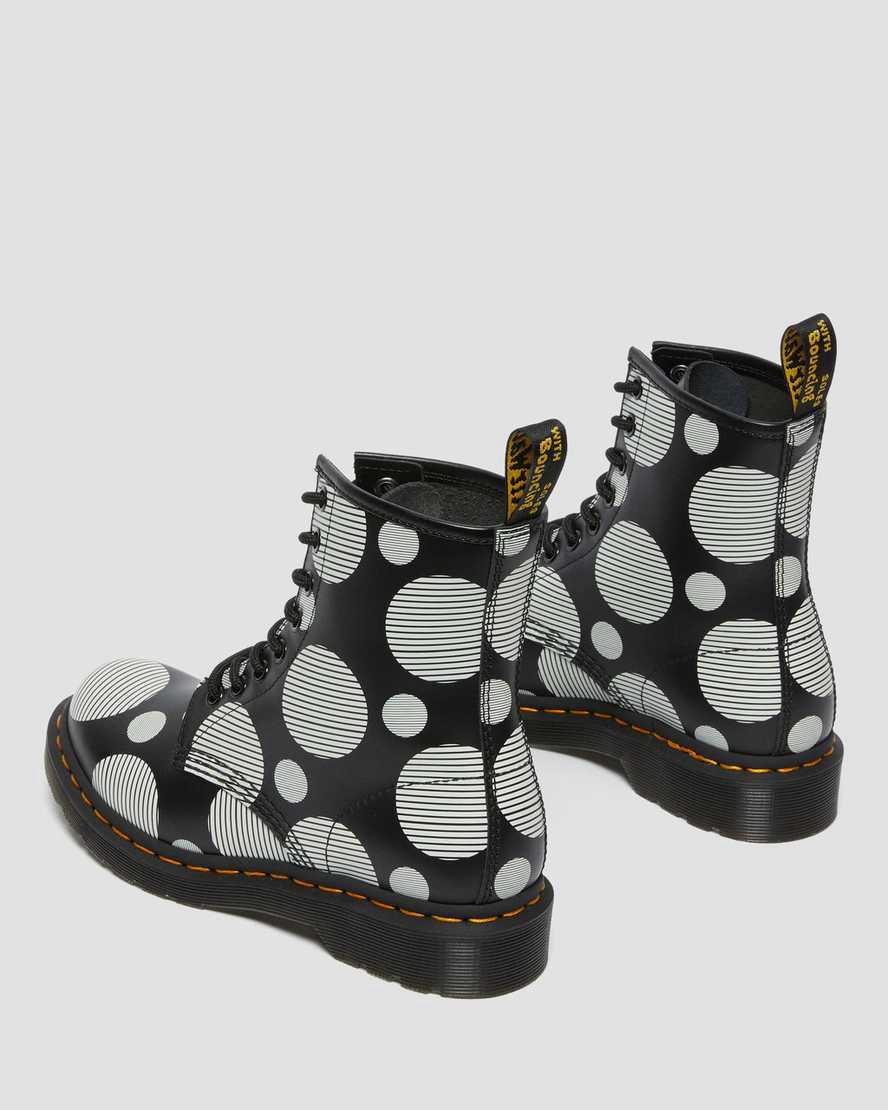 Dr Martens 1460 Polka Dot Smooth Leather Lace Up Naisten Nilkkurit Mustat  Suomi |  2913NDVUB