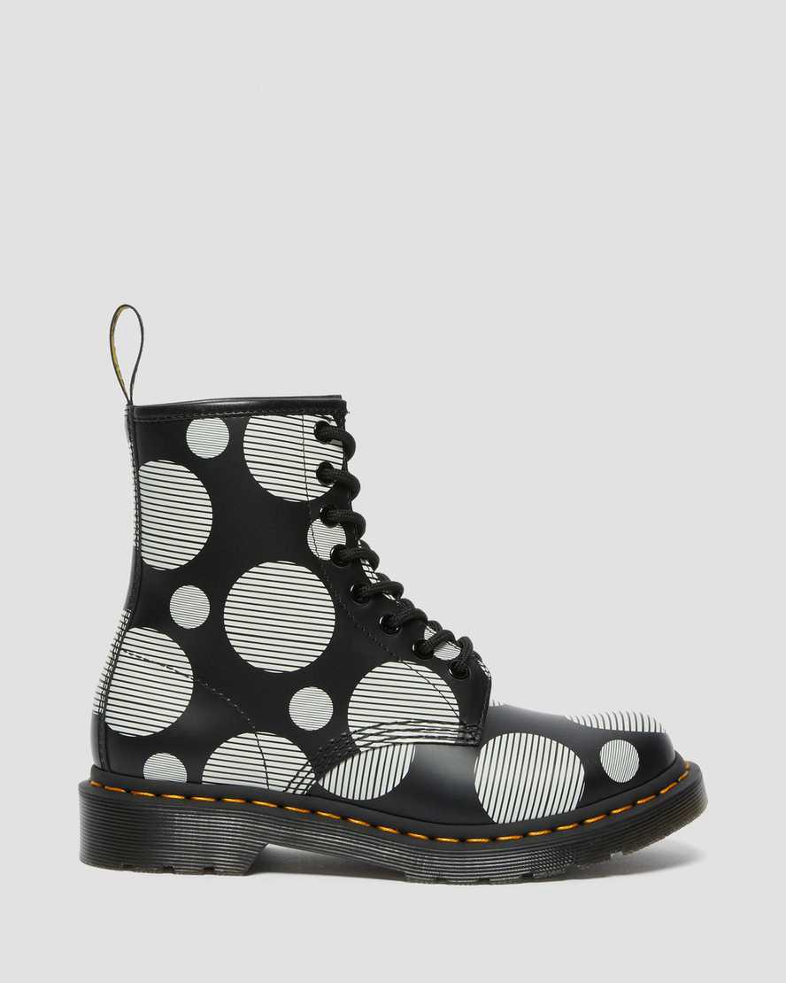 Dr Martens 1460 Polka Dot Smooth Leather Lace Up Naisten Nilkkurit Mustat  Suomi |  2913NDVUB