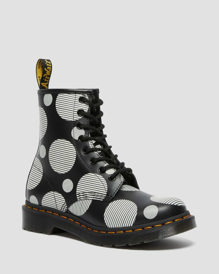 Dr Martens 1460 Polka Dot Smooth Leather Lace Up Naisten Nilkkurit Mustat  Suomi |  2913NDVUB