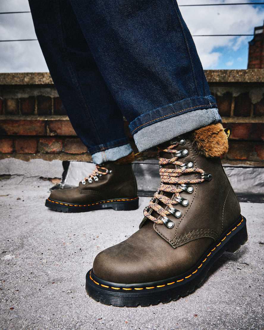 Dr Martens 1460 Serena Collar Faux Fur Lined Naisten Nauhasaappaat Harmaat  Suomi |  3074JTUQL
