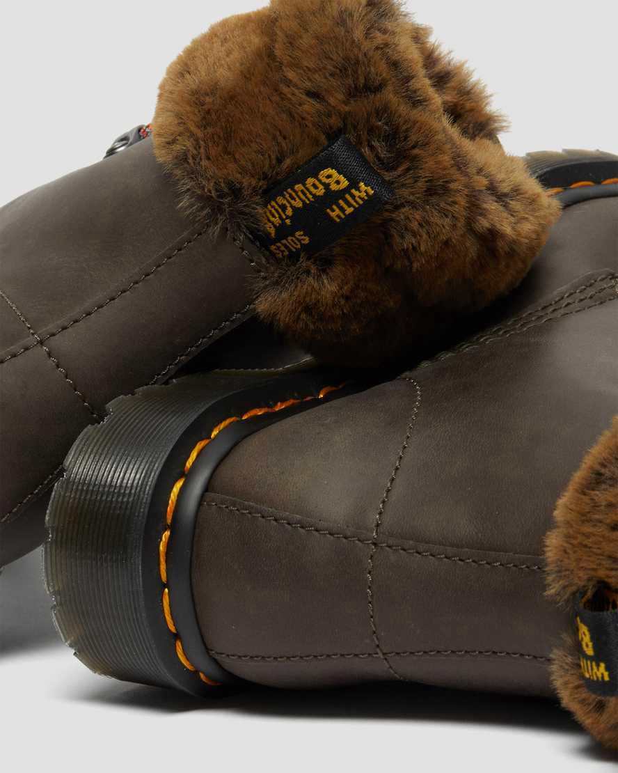 Dr Martens 1460 Serena Collar Faux Fur Lined Lace Up Naisten Nilkkurit Harmaat  Suomi |  7465NPYVW