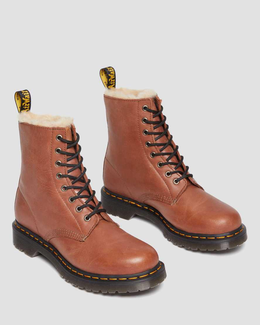 Dr Martens 1460 Serena Faux Fur-Lined Leather Naisten Talvisaappaat Ruskea  Suomi |  9502VRASQ