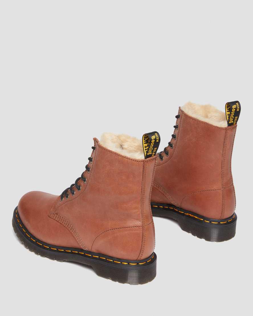 Dr Martens 1460 Serena Faux Fur-Lined Leather Naisten Talvisaappaat Ruskea  Suomi |  9502VRASQ