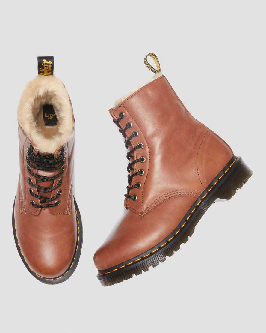 Dr Martens 1460 Serena Faux Fur-Lined Leather Naisten Talvisaappaat Ruskea  Suomi |  9502VRASQ