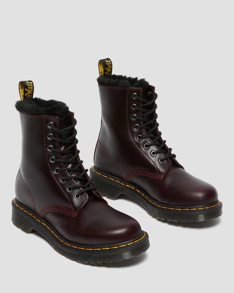 Dr Martens 1460 Serena Faux Fur Lined Naisten Nauhasaappaat Viininpunainen  Suomi |  5367UEPMJ